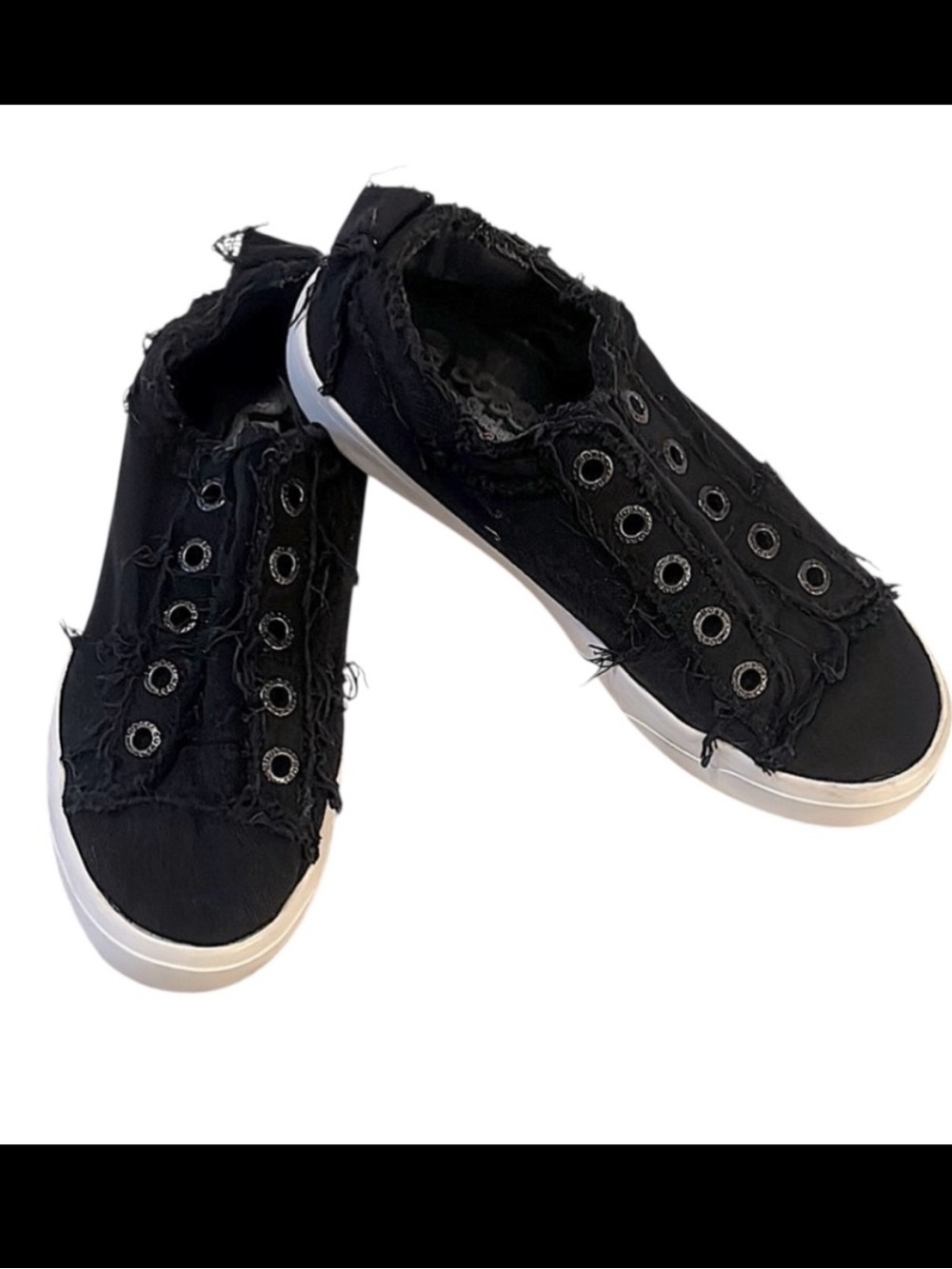 Bobs for Sketchers Black Memory Foam Laceless Canvas Womens Sneakers Shoes 7.5